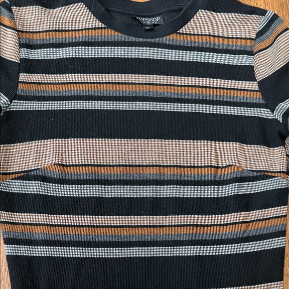 Topshop Black and Brown Striped Maxi Dress - Picture 3 of 4